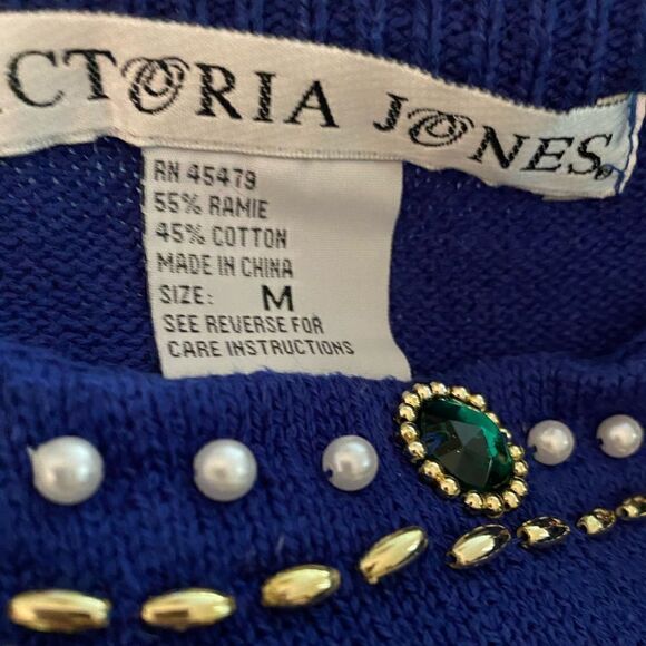 Vintage Victoria Jones Beaded Jeweled Sweater 80’s - Picture 5 of 6